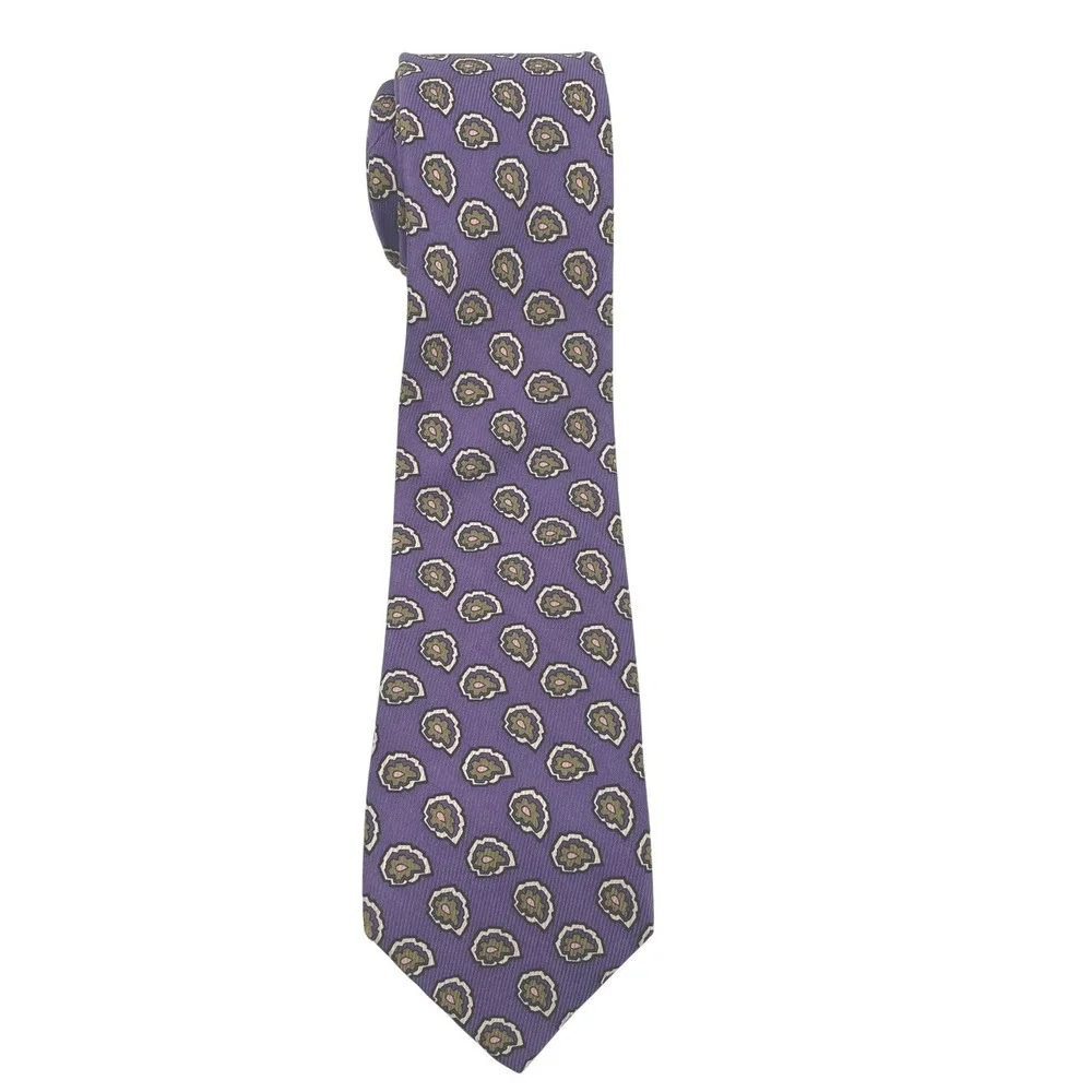 Burberrys Tie Mens OS Purple Silk Medallion VTG Luxury‎ Designer Old Money USA